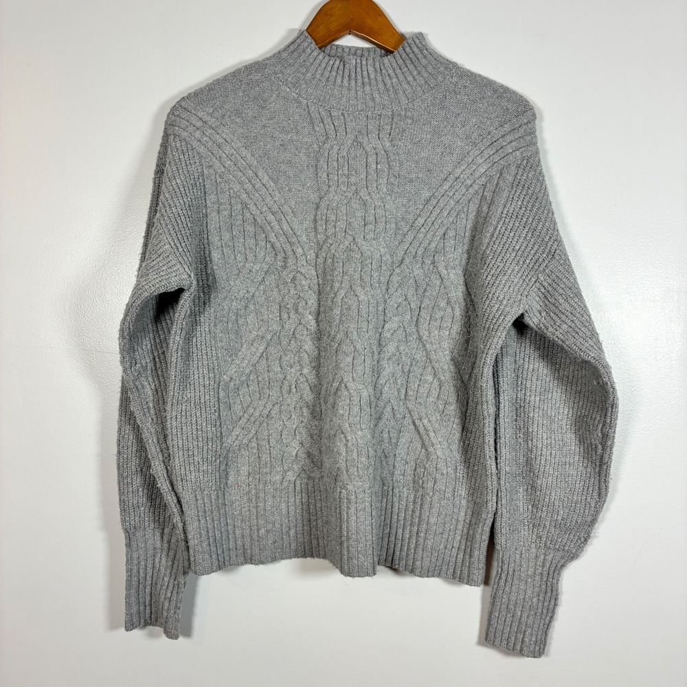 Simply Vera Vera Wang Sweater S Cable Knit Mock Neck Pullover Cozy Cabin Winter
